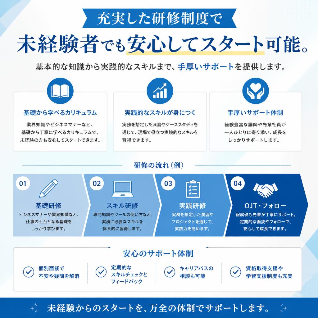 未経験でも安心の研修制度