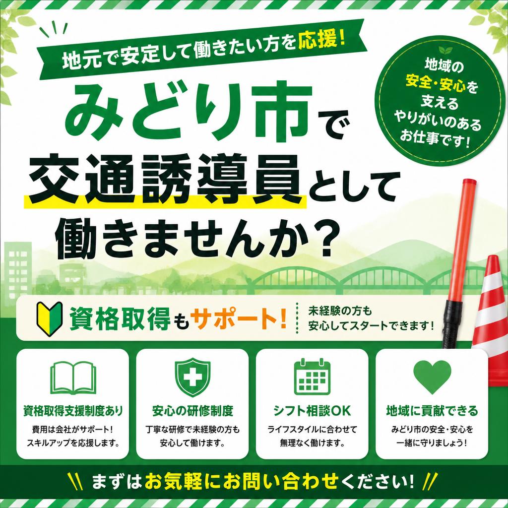 みどり市で交通誘導員として働きませんか？資格取得もサポート！| 群馬の警備なら株式会社小林商店