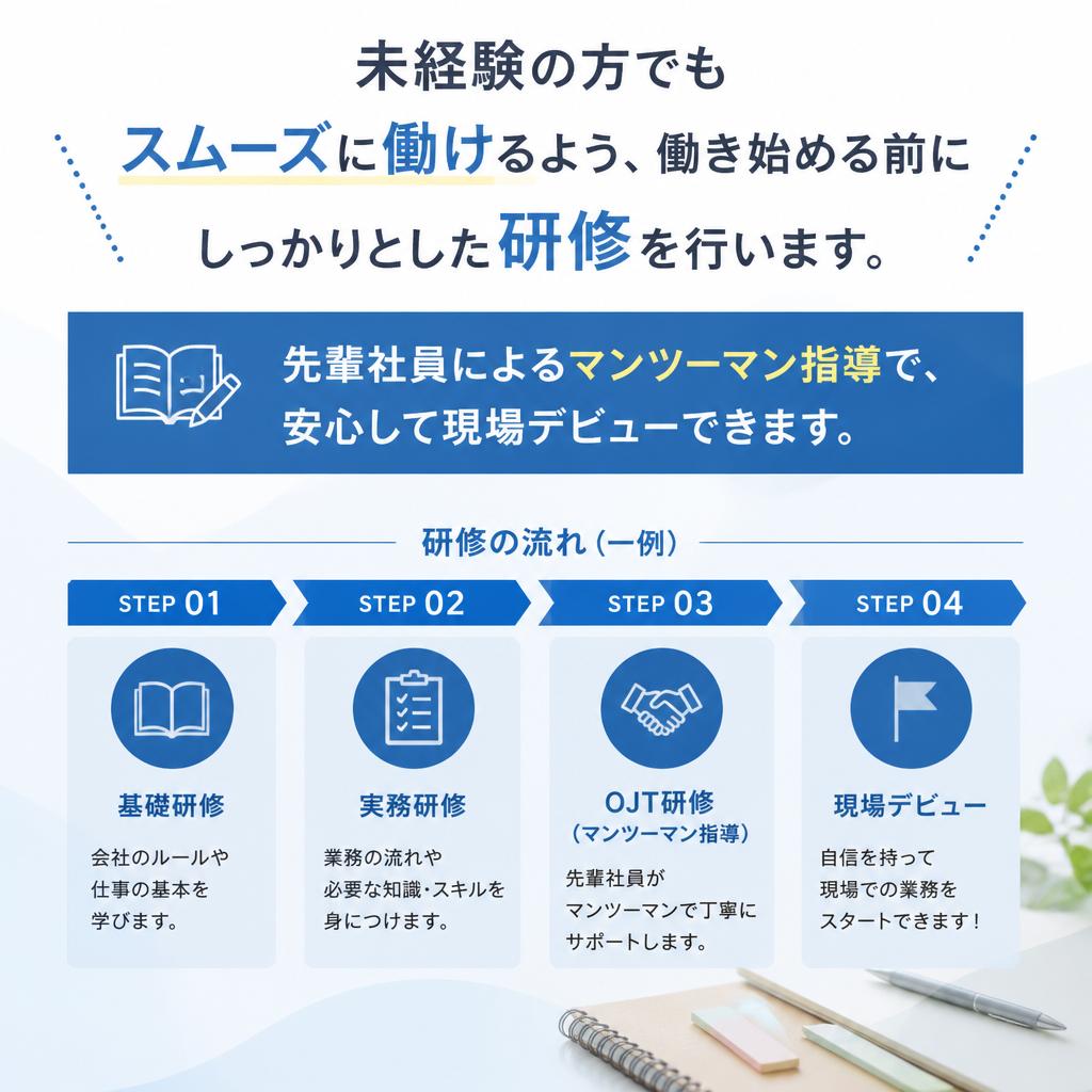 充実した研修制度とサポート体制